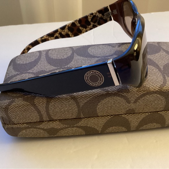 Coach Tortoise Shell Sunglasses with Patterned Case - Picture 3 of 5